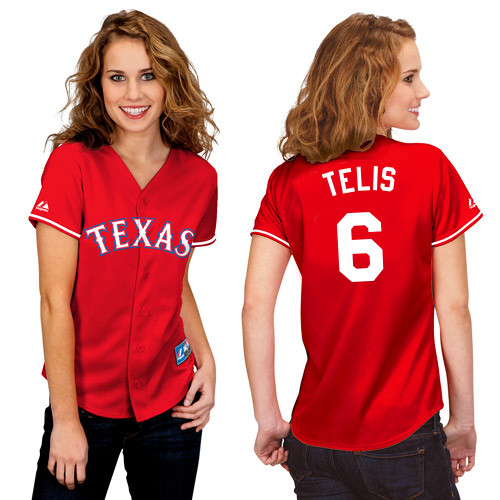 Tomas Telis #6 mlb Jersey-Texas Rangers Women's Authentic 2014 Alternate 1 Red Cool Base Baseball Jersey